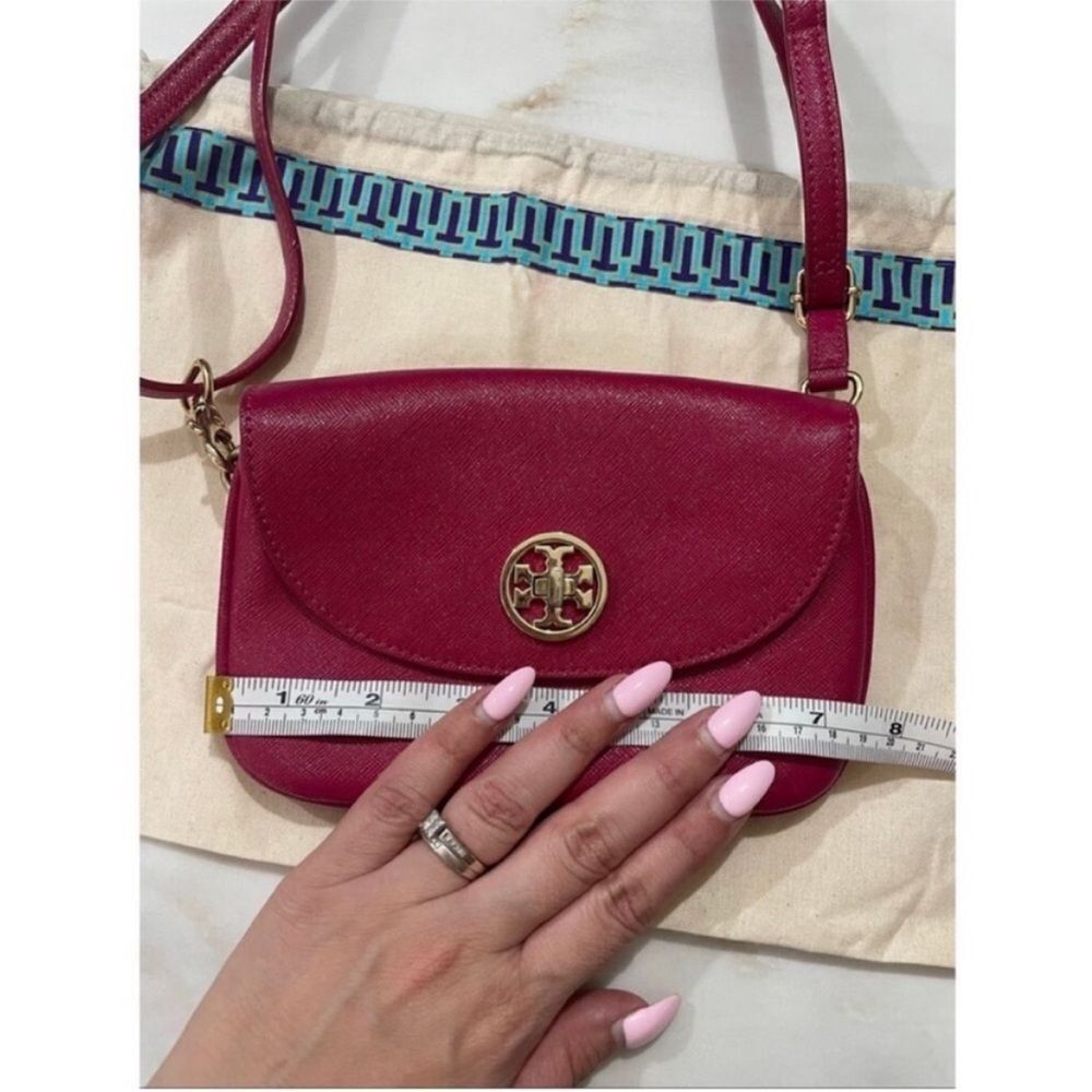 Tory Burch Robinson Mini Saffiano Leather Crossbody Wallet Bag Raspberry Pink - Picture 10 of 10
